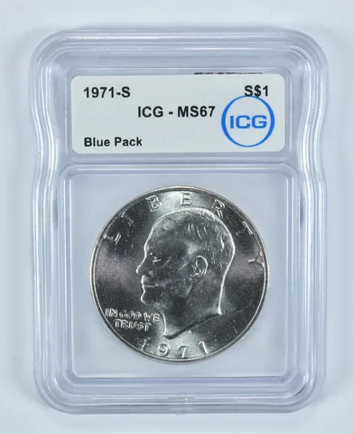 1971-S Eisenhower $1 Silver MS67 ICG (Blue Pack)