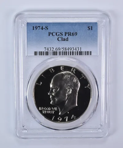 1974-S Eisenhower $1 CLAD PR69 PCGS Blue Label