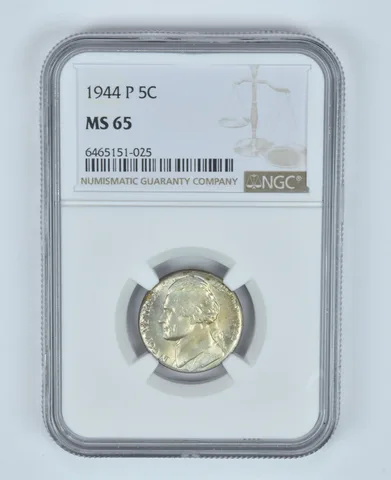 MS65 1944-P Jefferson Nickel NGC RAINBOW TONED *5728