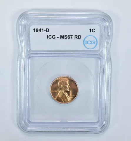1941-D Lincoln Wheat Cent MS67 RD ICG