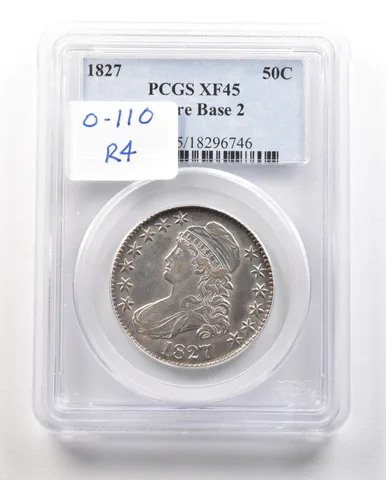 1827 Capped Bust Half Dollar Square Base 2 XF45 PCGS *4823