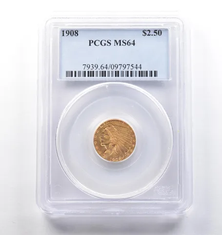 1908 $2.50 Indian Head Gold Quarter Eagle MS64 PCGS PQ *3866