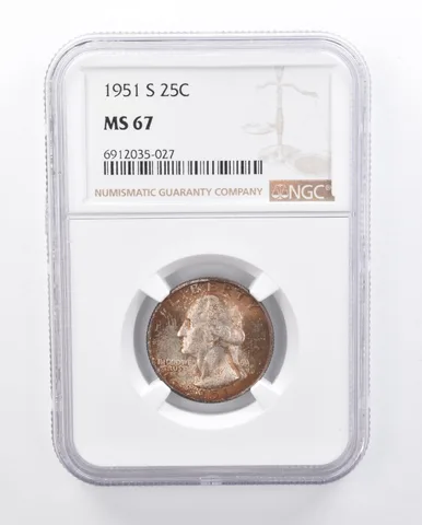 1951-S Washington Quarter MS67 NGC Beautiful Tone *2601