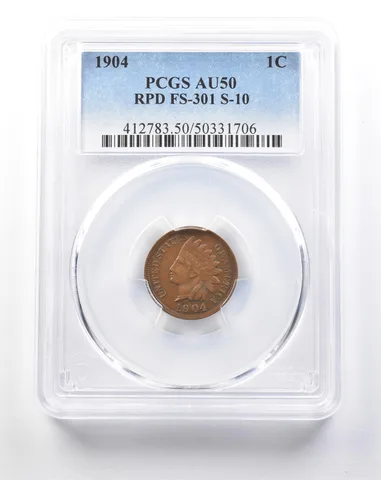 1904 Indian Head Cent RPD FS-301 S-10 AU50 PCGS a5392