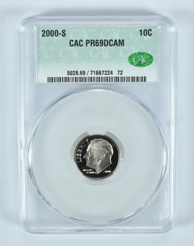 2000-S Roosevelt Dime PR69 DCAM CAC CACg