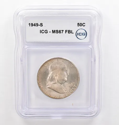 1949-S Franklin Half Dollar MS67 FBL ICG Beautiful Tone *0239