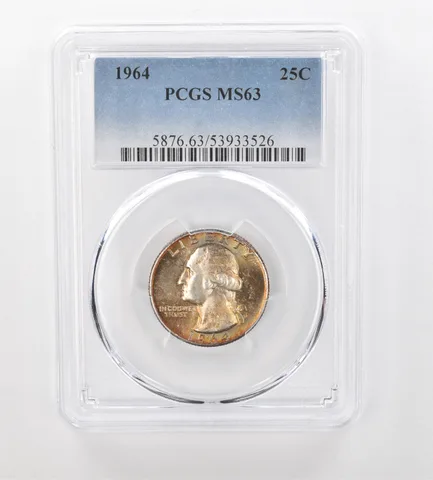 1964 Washington Quarter MS63 PCGS Beautiful Tone *0939