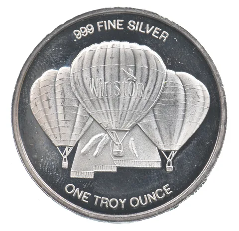 VINTAGE Art Bar/Round 1992 Albuquerque Intl. Balloon Fiesta Silver 1 T Oz *174