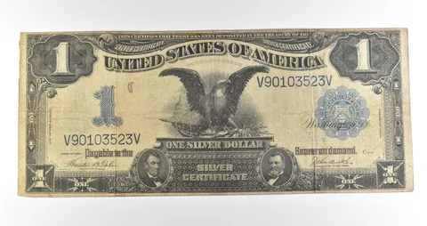 1899 $1 Silver Certificate Black Eagle Blue Seal Large Note *4500