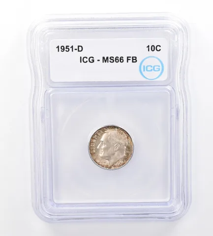 1951-D Roosevelt Dime MS66 FB ICG Beautiful Tone a1631