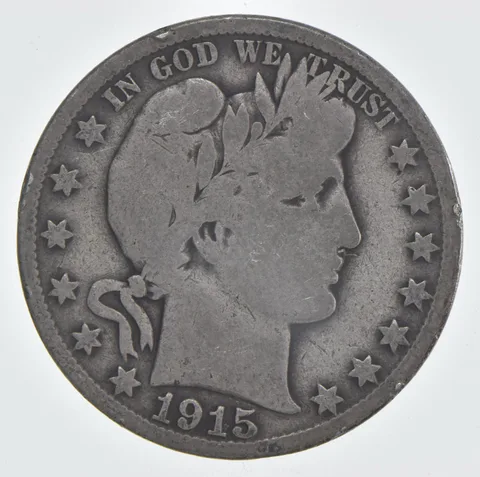 1915-D Barber Half Dollar 90% Silver VG Condition