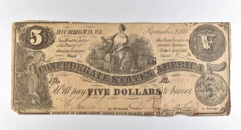 1861 $5 Richmond VA Confederate States Of America Obsolete Note *3871