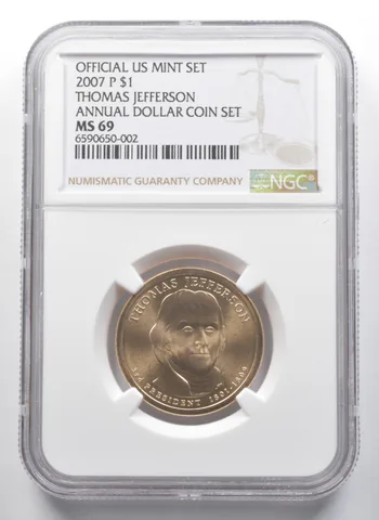 2007-P Presidential $1 Thomas Jefferson Annual Dollar Coin Set MS69 NGC