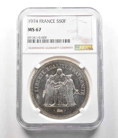 1974 France 50 Francs Silver MS67 NGC *6830