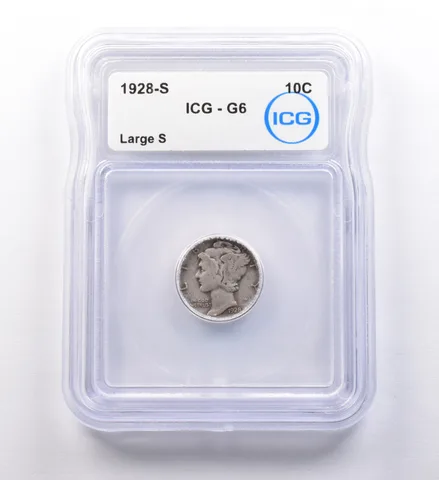 1928-S Mercury Dime Large S G6 ICG *9710