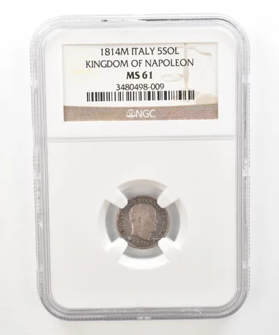 1814 M Italy 5 Soldi Kingdom Of Napoleon MS61 NGC Beautiful Tone a5196