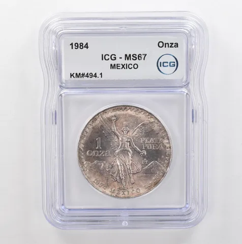 1984 Mo Mexico 1 Onza Silver Libertad KM#494.1 MS67 ICG Beautiful Tone *5344