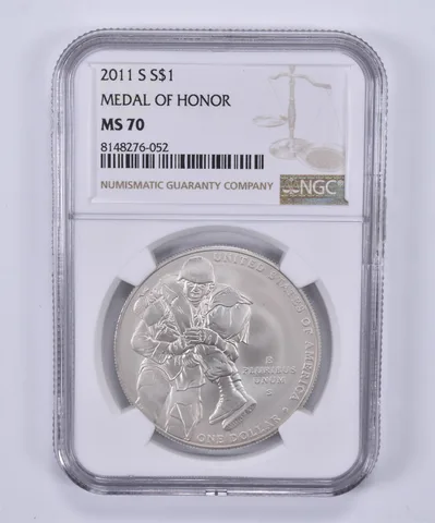 2011-S Medal Of Honor Commemorative Dollar MS70 NGC Brown Label