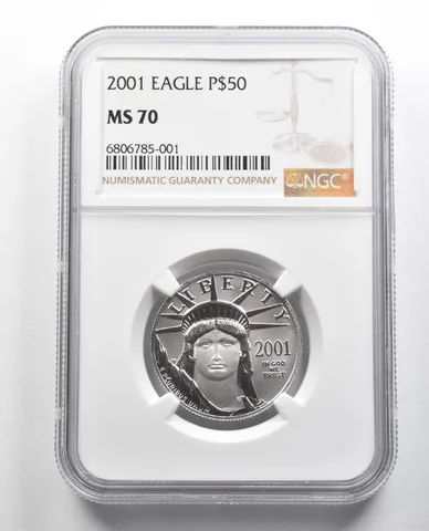MS70 2001 $50 American Platinum Eagle 1/2 Oz Platinum NGC *9764