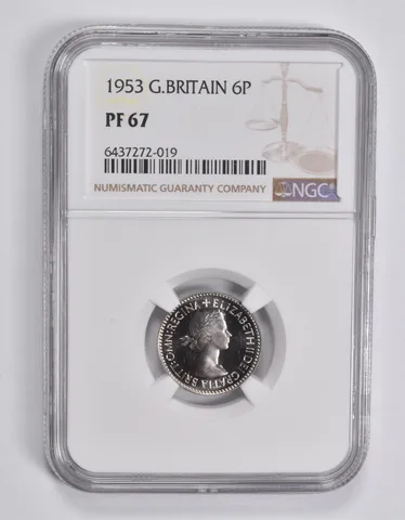 PF67 1953 Great Britain 6 Pence NGC Queen Elizabeth Coronation *3642