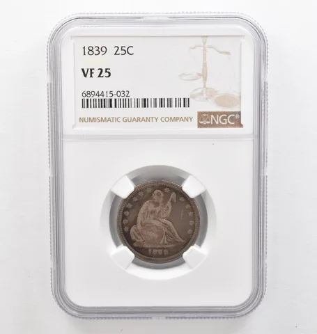1839 Seated Liberty Quarter VF25 NGC Beautiful Tone *0290