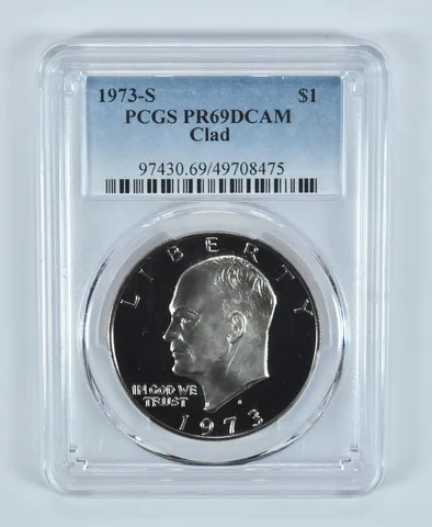 1973-S Eisenhower $1 Clad PR69 DCAM PCGS Blue Label
