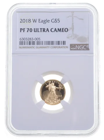2018-W $5 American Gold Eagle 1/10 Oz Gold PF70 UCAM NGC