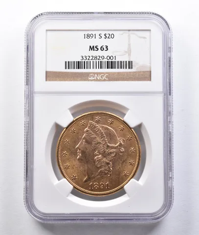 1891-S $20 Liberty Head Gold Double Eagle MS63 NGC *2921