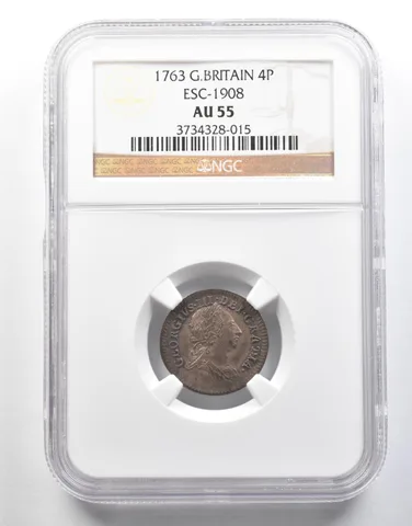 1763 Great Britain 4 Pence ESC-1908 AU55 NGC a4023