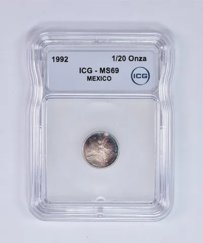 1992 Mo Mexico 1/20 Onza Silver Libertad MS69 ICG Beautiful Tone *8004