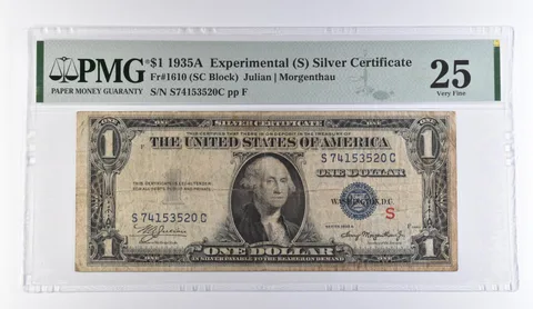 1935 A $1 Experimental (S) Silver Certificate Fr#1610 VF 25 PMG *9402
