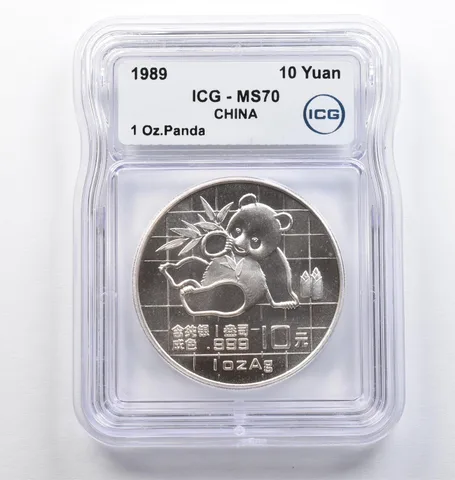 1989 China 10 Yuan Silver Panda 1 Oz Silver MS70 ICG *9375