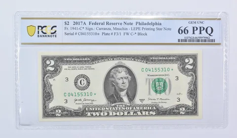$2 2017 A Philadelphia PA FRN Star Note Fr#1941-C* Gem Unc 66 PPQ PCGS