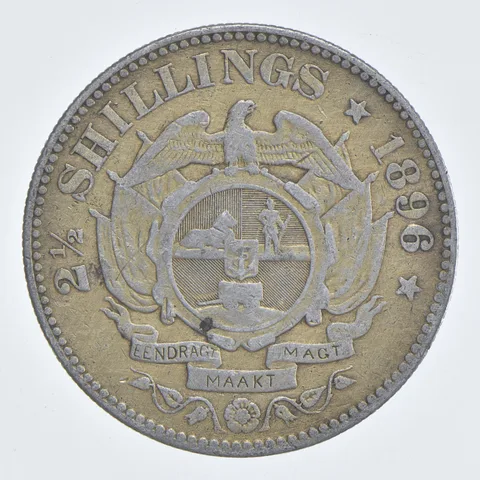 SILVER - WORLD Coin - 1896 South Africa 2 1/2 Shillings - World Silver Coin *798