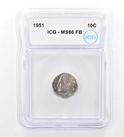 1951 Roosevelt Dime MS66 FB ICG Beautiful Tone *7379