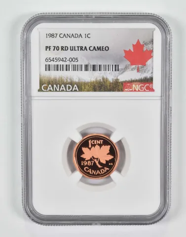 1987 PF70 RD Canadian 1C Cent Penny NGC Canada Lbl