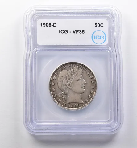 1906-D Barber Half Dollar VF35 ICG *2314