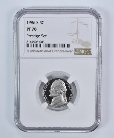 1986-S Jefferson Nickel Prestige Set PF70 NGC Brown Label