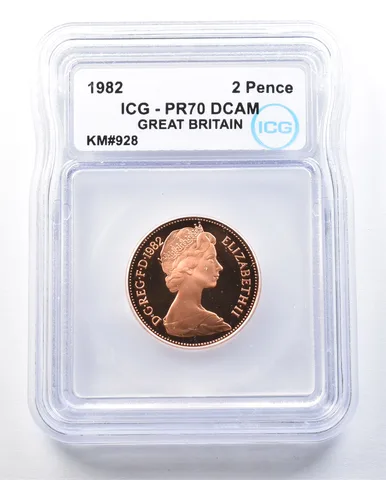 1982 Great Britain 2 Pence KM#928 PR70 DCAM ICG *8962