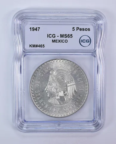 1947 Mexico 5 Pesos KM#465 MS65 ICG