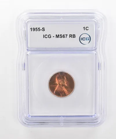 1955-S Lincoln Wheat Cent MS67 RB ICG Beautiful Tone *2911