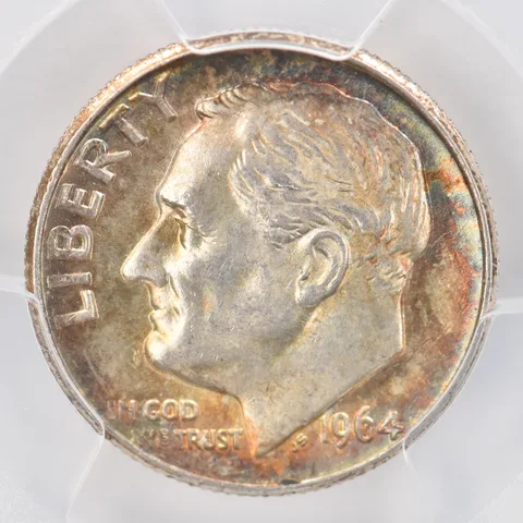 1964 Roosevelt Dime AU58 PCGS Beautiful Tone *0801