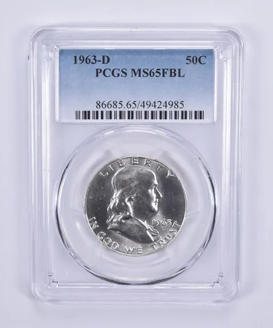 1963-D Franklin Half Dollar MS65 FBL PCGS Blue Label