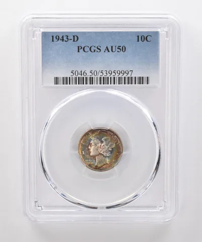1943-D Mercury Dime AU50 PCGS Beautiful Tone *1837