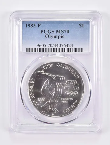 1983-P Olympic Discus Commemorative Silver Dollar MS70 PCGS