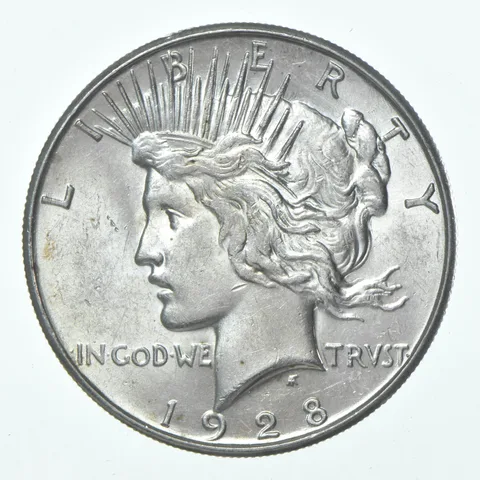 (1) 1928-S Choice AU Peace Silver Dollar 90% - CH AU Almost Unc - San Fran