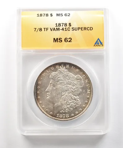 1878 Morgan Silver Dollar 7/8 TF VAM-41C Super CD MS62 ANACS *4915