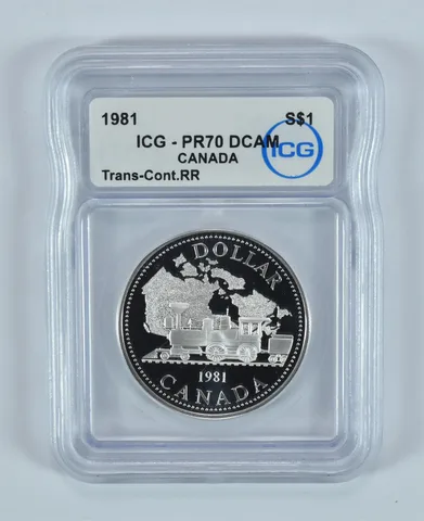 1981 Canada Silver Dollar Trans-Continental Railroad PR70 DCAM ICG