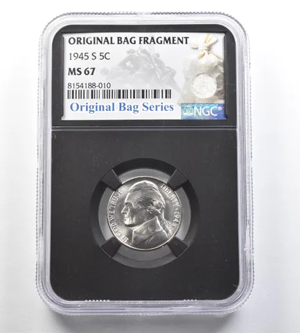 1945-S Jefferson Nickel Original Bag Fragment MS67 NGC a7205