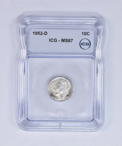 1952-D Roosevelt Dime MS67 ICG Beautiful Tone Reverse a8015